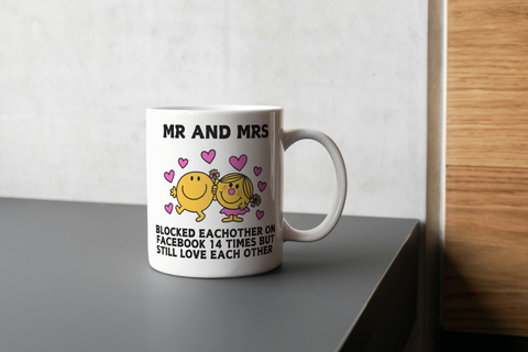 Mr & Mrs Facebook Block Mug