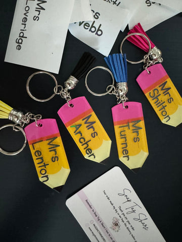 Pencil Teacher Keyring