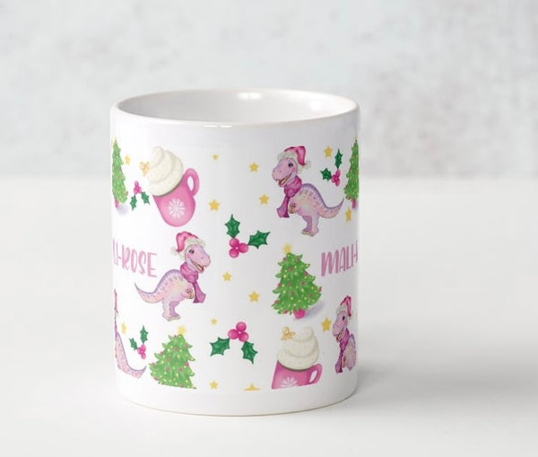 Christmas Pink Dino Mug