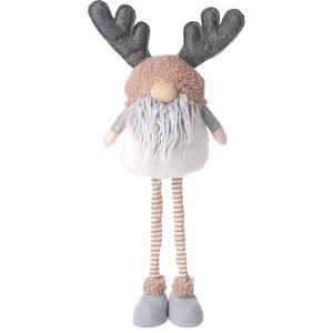 SITTING LONG LEG GONK GREY BEARD & ANTLERS, 37CM