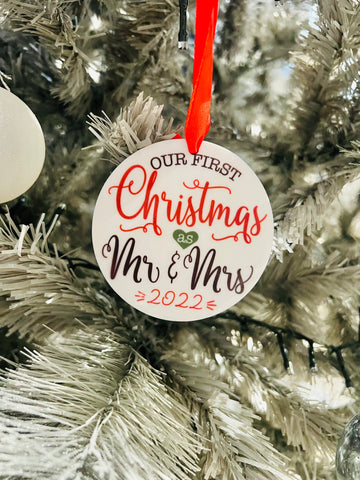 First Christmas Mr & Mrs 2022 Personalised Christmas Decoration